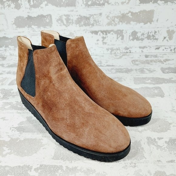 New Amalfi by Rangoni Suede Almond Toe Brown Chelsea Boots i403 - Picture 4 of 11